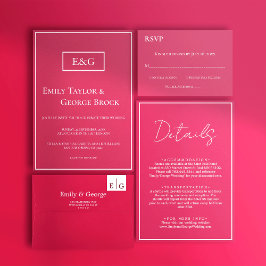 エレガントシンプルScript Viva Magentaの結婚詳細 エンクロージャーカード