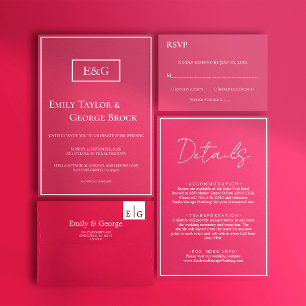 エレガントシンプルScript Viva Magentaの結婚詳細 エンクロージャーカード