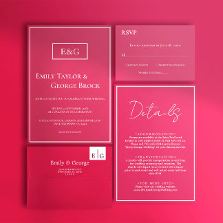 エレガントシンプルScript Viva Magentaの結婚詳細 エンクロージャーカード