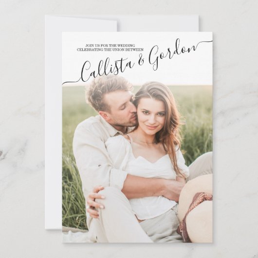 エレガントシンプルScripted Photo Collageの結婚 招待状 (正面)