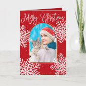 エレガントシンプルSnowflake金ゴールドアーチ写真クリスマス カード (正面)