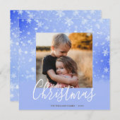 エレガントシンプルSnowy Purple Merry Christmas Photo シーズンカード (正面/裏面)