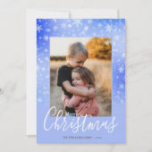 エレガントシンプルSnowy Purple Merry Christmas Photo シーズンカード (正面)