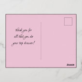 エレガントシンプルThank You Pink金ゴールド 箔招待状ポストカード (裏面)