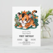 エレガントシンプルTiger 1st Birthday Digital 招待状 (スタンド正面)
