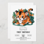 エレガントシンプルTiger 1st Birthday Digital 招待状 (正面/裏面)
