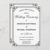 エレガントシンプルVirtual結婚のLivestream結婚の 招待状 (正面/裏面)