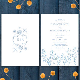 エレガントシンプルWildflower Periwinkle結婚's 招待状