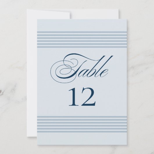 エレガントシーサイドコーストストライプブルーのテーブル番号 招待状 (正面)