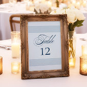 エレガントシーサイドコーストストライプブルーのテーブル番号 招待状