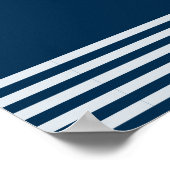 エレガントシーサイドコーストストライプブルー結婚の看板 ポスター (角)