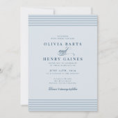 エレガントシーサイドコーストストライプブルー結婚ズ 招待状 (正面)