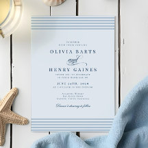 エレガントシーサイドコーストストライプブルー結婚ズ