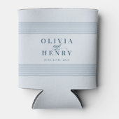 エレガントシーサイドコーストストライプブルー結婚ズ 缶クーラー (正面)