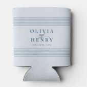 エレガントシーサイドコーストストライプブルー結婚ズ 缶クーラー (裏面)