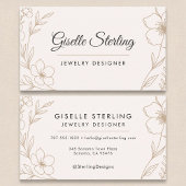 エレガントジュエリーデザイナーボタニカル赤面ブラック 名刺