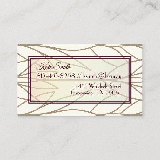 エレガントジュエリー店またはメーカーのリーフデザイン 名刺 (裏面)