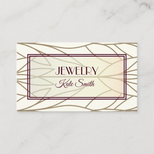 エレガントジュエリー店またはメーカーのリーフデザイン 名刺 (正面)