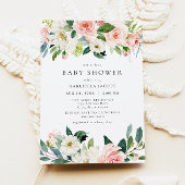 & エレガントスウィート赤面ピンクフローラガールベビーシャワー 招待状