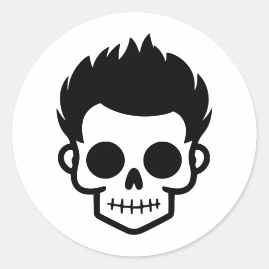 エレガントスカルシルエット(モノクロ) ラウンドシール (正面)