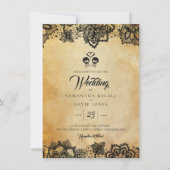 エレガントスカルバジェットハロウィーンテーマ結婚ズ 招待状 (正面)