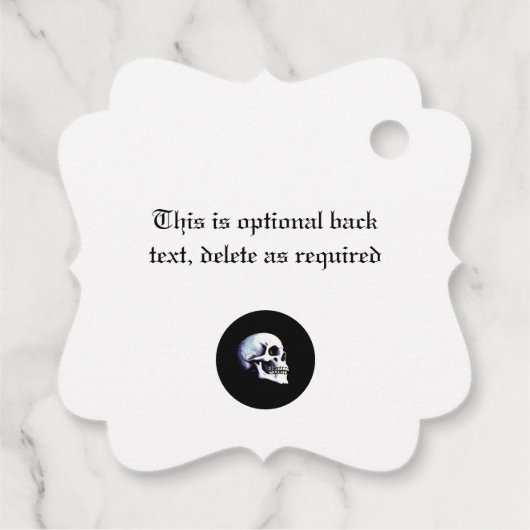 エレガントスカルパーソナライズされたゴシック結婚式の引き出物 フェイバータグ (裏面)