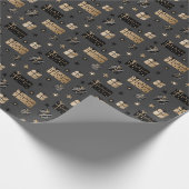 エレガントスカンジクリスマス金ゴールド&ブラックラッピング ラッピングペーパー (角)