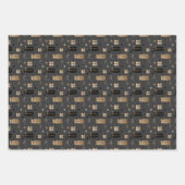 エレガントスカンジクリスマス金ゴールド&ブラック ラッピングペーパーシート (正面)