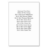 エレガントスクリプはっきりしたト白黒フォーマル結婚の テーブルナンバー (裏面)