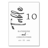 エレガントスクリプはっきりしたト白黒フォーマル結婚の テーブルナンバー (正面)