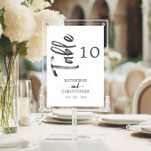 エレガントスクリプはっきりしたト白黒フォーマル結婚の テーブルナンバー