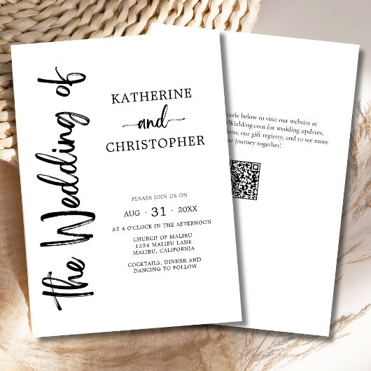 エレガントスクリプはっきりしたト白黒フォーマル結婚の 招待状