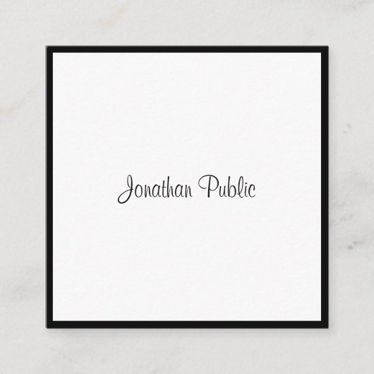 エレガントスクリプエレガントト白黒プレイカッコいいン スクエア名刺 (正面)
