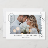 エレガントスクリプカスタムトモノグラム結婚の写真 サンキューカード (正面)