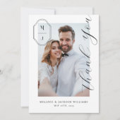 エレガントスクリプカスタムトモノグラム結婚の写真 サンキューカード (正面)