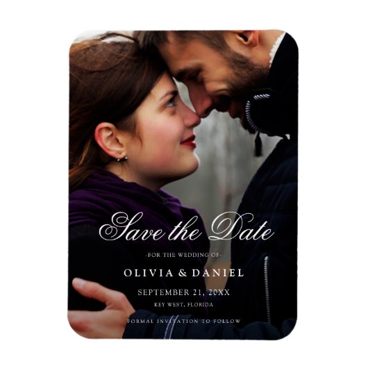 エレガントスクリプカスタムト写真の日付を保存結婚する マグネット (縦)