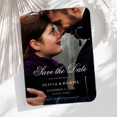 エレガントスクリプカスタムト写真の日付を保存結婚する マグネット