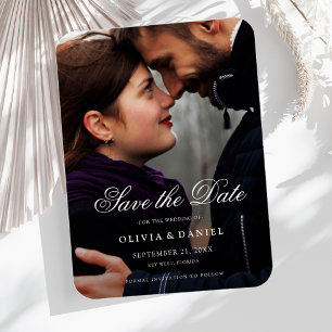 エレガントスクリプカスタムト写真の日付を保存結婚する マグネット