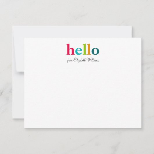 エレガントスクリプカラフルトHello ノートカード (正面)
