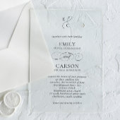 エレガントスクリプシンプルトのモノグラムモダンロ結婚ゴ アクリル招待状