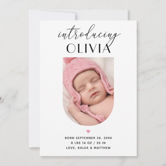 エレガントスクリプトの導入Archフォト誕生 案内状 (正面)