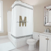エレガントスクリプトの白金ゴールドモノグラム名フェミニン シャワーカーテン (インサイチュ)