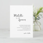 エレガントスクリプトの白黒のミニマ結婚リスト 招待状 (スタンド正面)