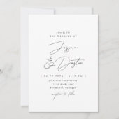 エレガントスクリプトの白黒のミニマ結婚リスト 招待状 (正面)