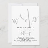 エレガントスクリプトの結婚白黒 招待状 (正面)