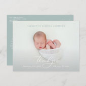エレガントスクリプトの誕生発表写真感謝していあなた 案内ポストカード (正面/裏面)
