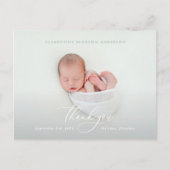 エレガントスクリプトの誕生発表写真感謝していあなた 案内ポストカード (正面)