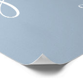 エレガントスクリプトほこりっぽい青い赤ちゃんシャワー歓迎サイン ポスター (角)