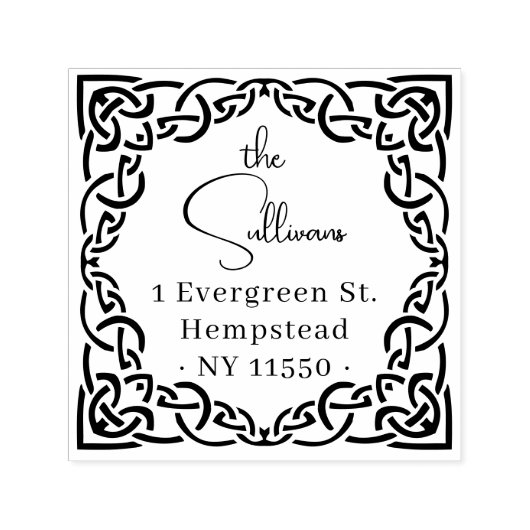 エレガントスクリプトケルト結び目模様縁ど差出人住所 セルフインキングスタンプ (デザイン)