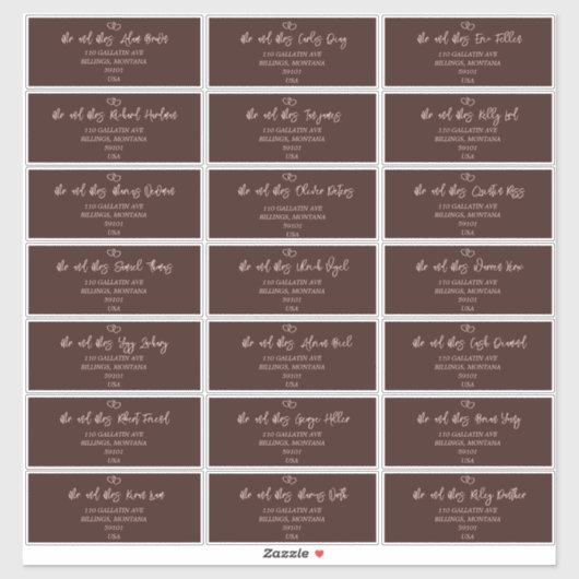 エレガントスクリプトシエナ結婚のゲスト住所 シール (シート)